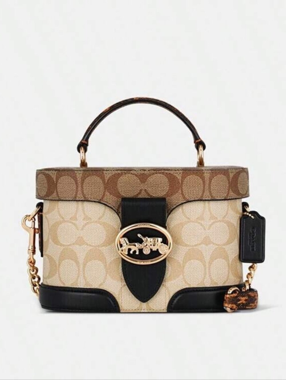 COACH GEORGIE GEM CROSSBODY BAG - BLOCKED SIGNATURE CANVAS - KHAKI/BLACK